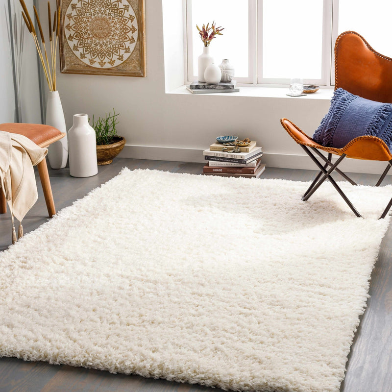 Modern Solid Ivory Moroccan Style Multi Size Plush Pile area rug - The Rug Decor