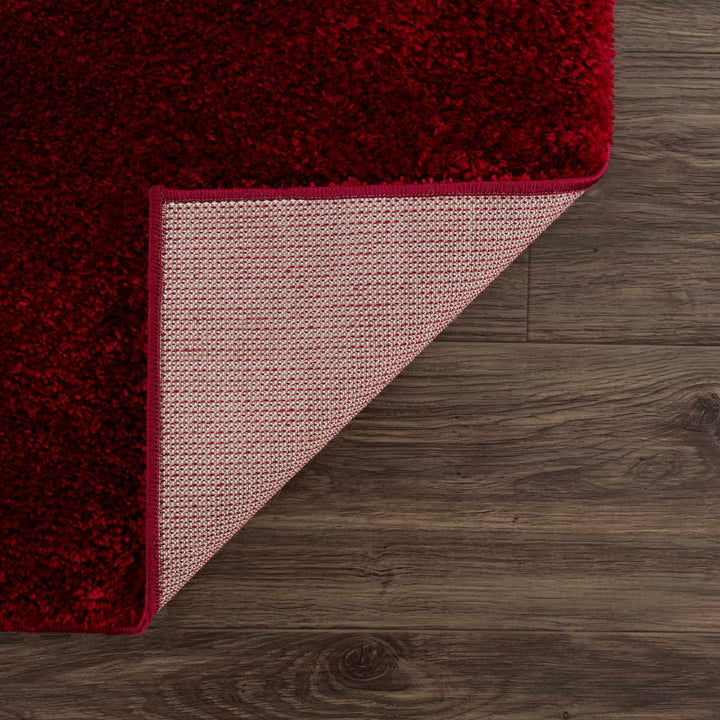 Modern Solid Maroon Plush Pile Moroccan Area Rug - The Rug Decor