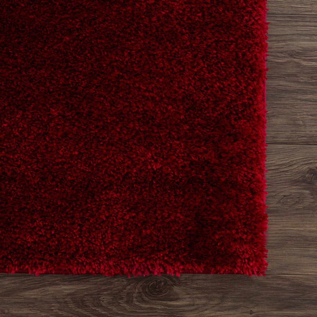 Modern Solid Maroon Plush Pile Moroccan Area Rug - The Rug Decor