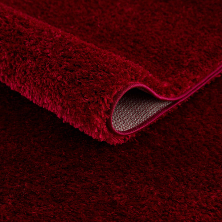 Modern Solid Maroon Plush Pile Moroccan Area Rug - The Rug Decor