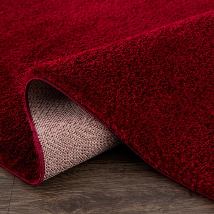 Modern Solid Maroon Plush Pile Moroccan Area Rug - The Rug Decor