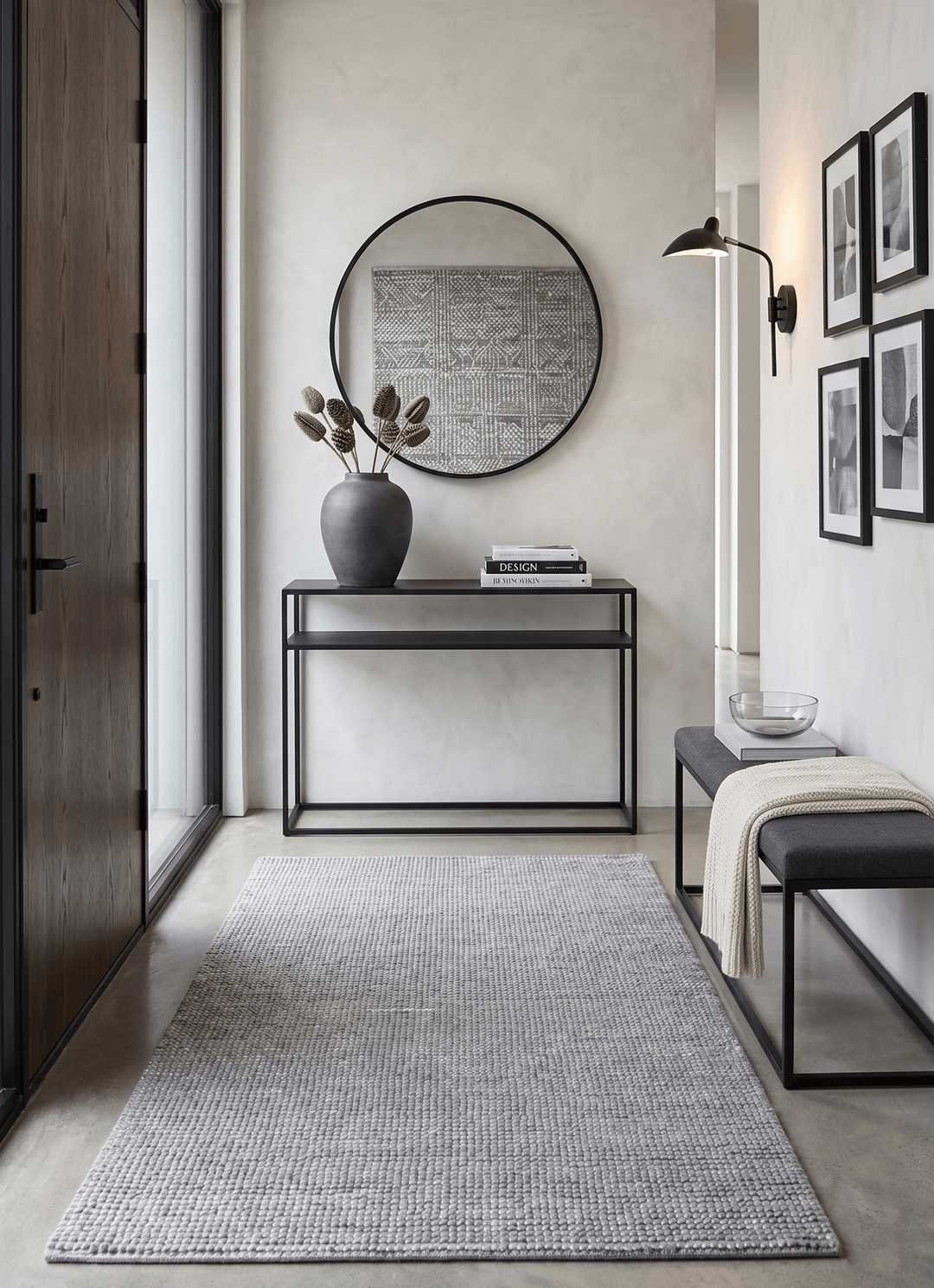 Modern Solid Pattern Gray Hand Woven Wool Area Rug - The Rug Decor