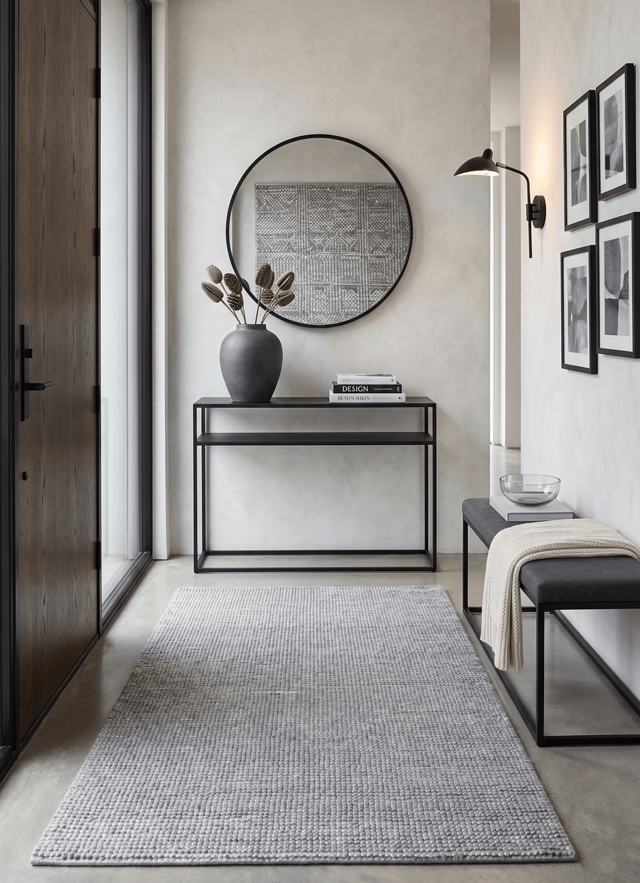 Modern Solid Pattern Gray Hand Woven Wool Area Rug - The Rug Decor