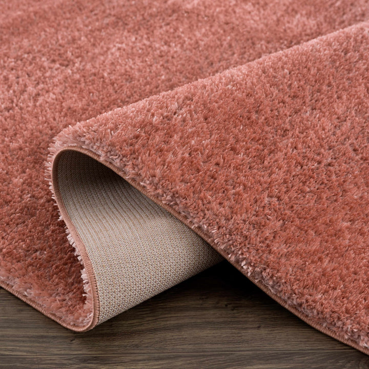 Modern Solid Peach Plush Pile Moroccan Style Area Rug - The Rug Decor