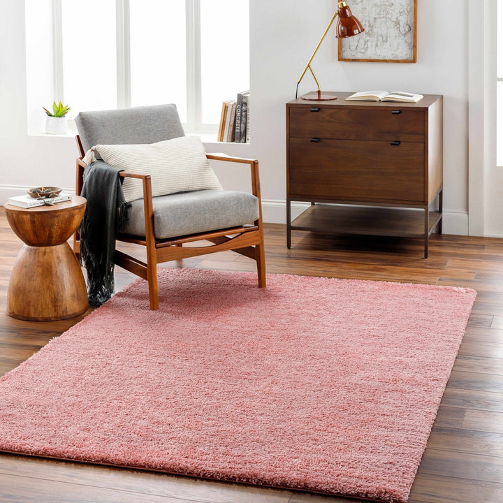 Modern Solid Peach Plush Pile Moroccan Style Area Rug - The Rug Decor