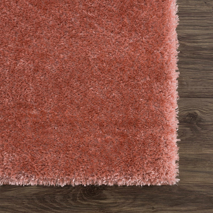 Modern Solid Peach Plush Pile Moroccan Style Area Rug - The Rug Decor