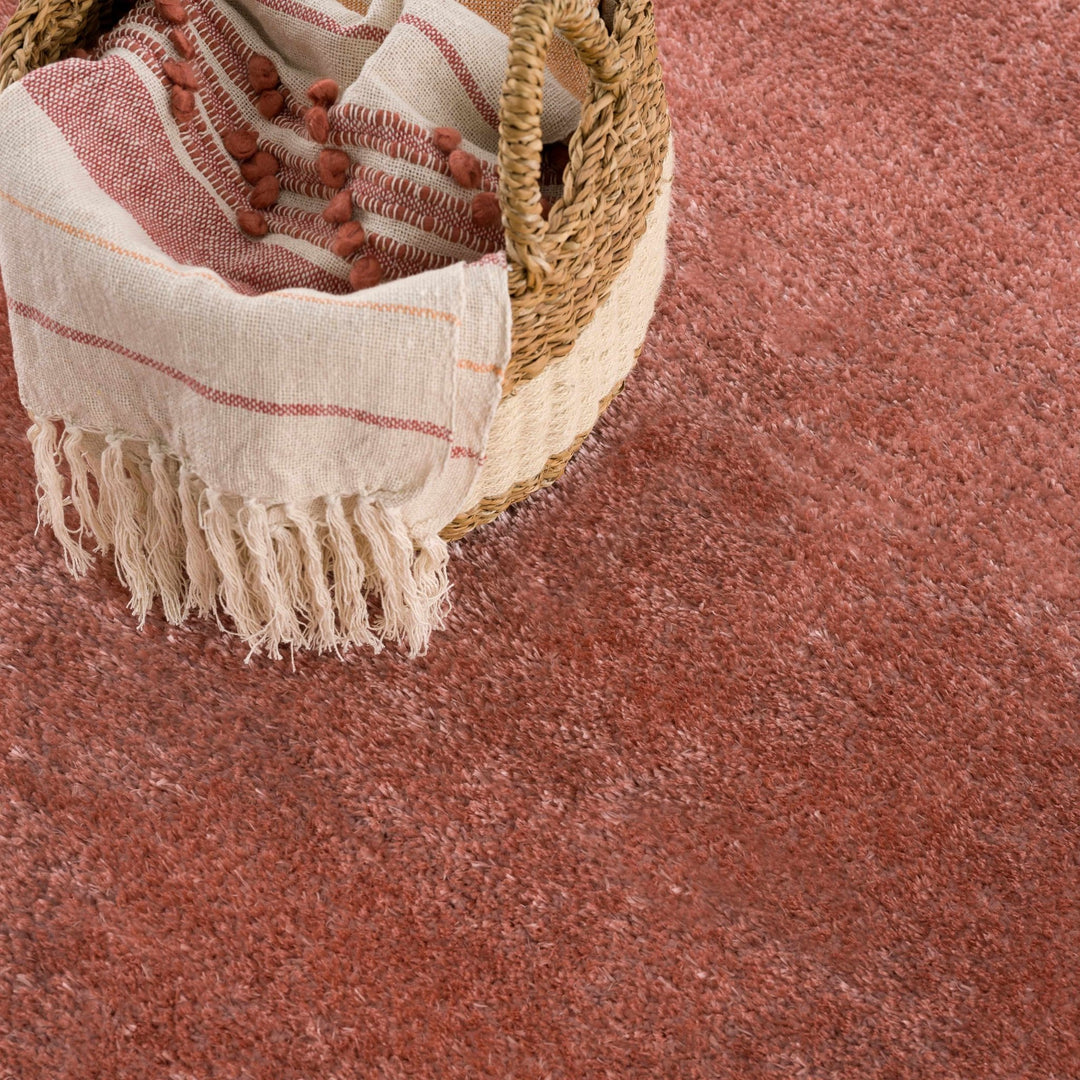 Modern Solid Peach Plush Pile Moroccan Style Area Rug - The Rug Decor