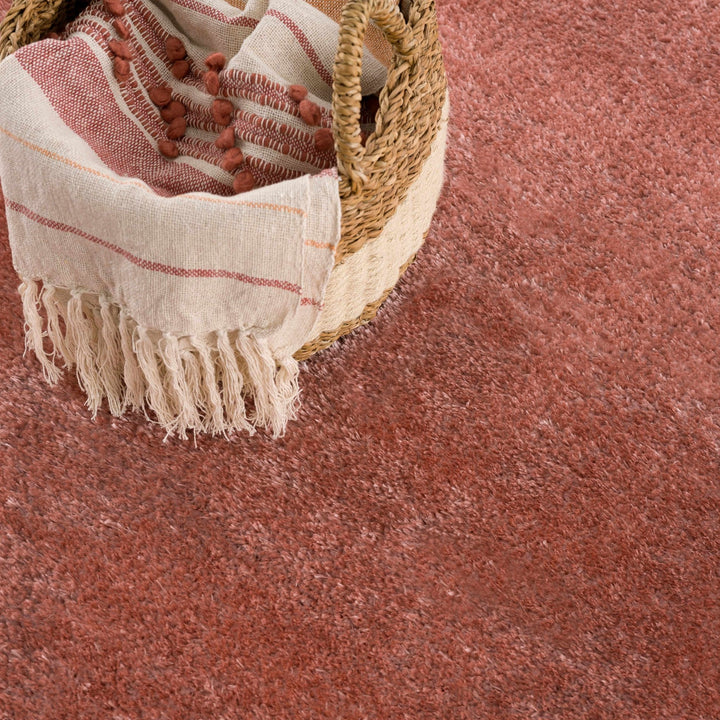 Modern Solid Peach Plush Pile Moroccan Style Area Rug - The Rug Decor