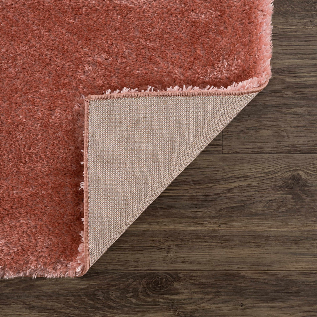 Modern Solid Peach Plush Pile Moroccan Style Area Rug - The Rug Decor