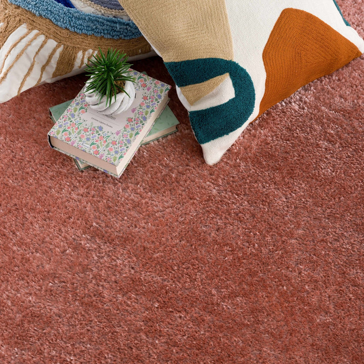 Modern Solid Peach Plush Pile Moroccan Style Area Rug - The Rug Decor