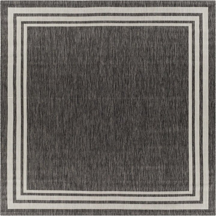 Modern Solid Plain Charcoal and Ivory Stripes Design Outdoor Safe Area Rug - The Rug Decor