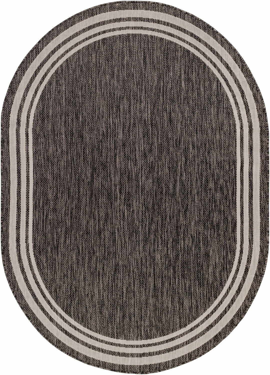 Modern Solid Plain Charcoal and Ivory Stripes Design Outdoor Safe Area Rug - The Rug Decor