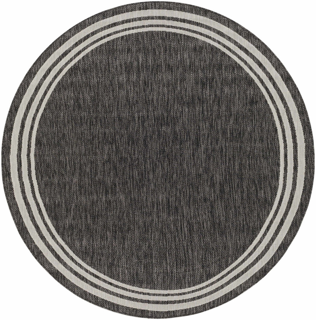 Modern Solid Plain Charcoal and Ivory Stripes Design Outdoor Safe Area Rug - The Rug Decor