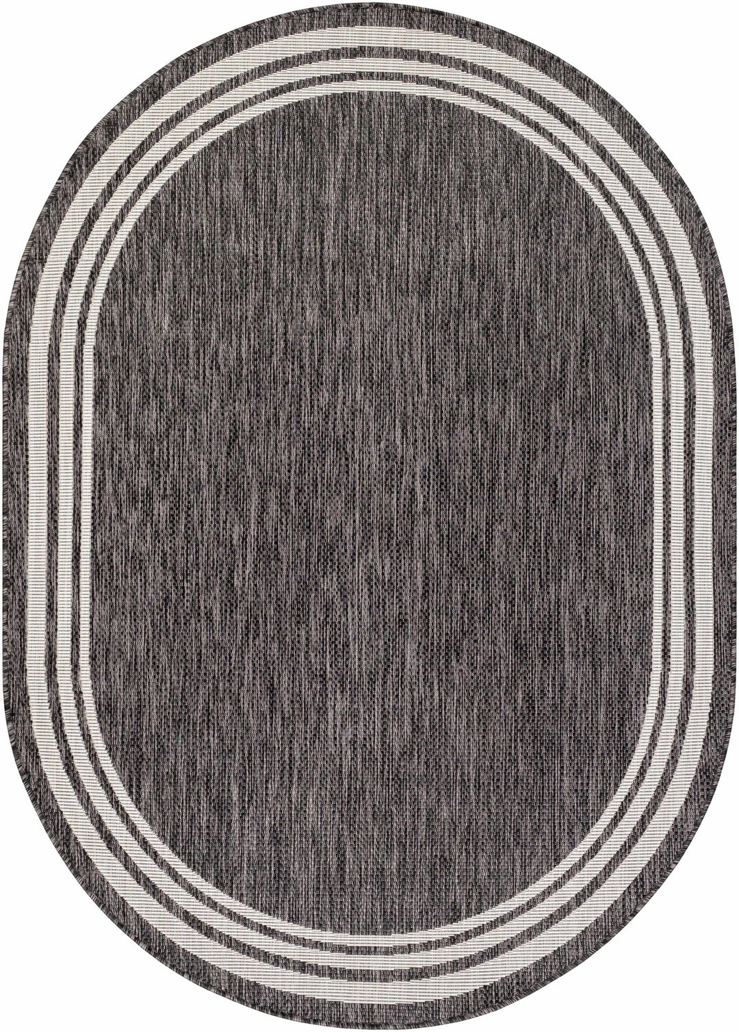 Modern Solid Plain Charcoal and Ivory Stripes Design Outdoor Safe Area Rug - The Rug Decor