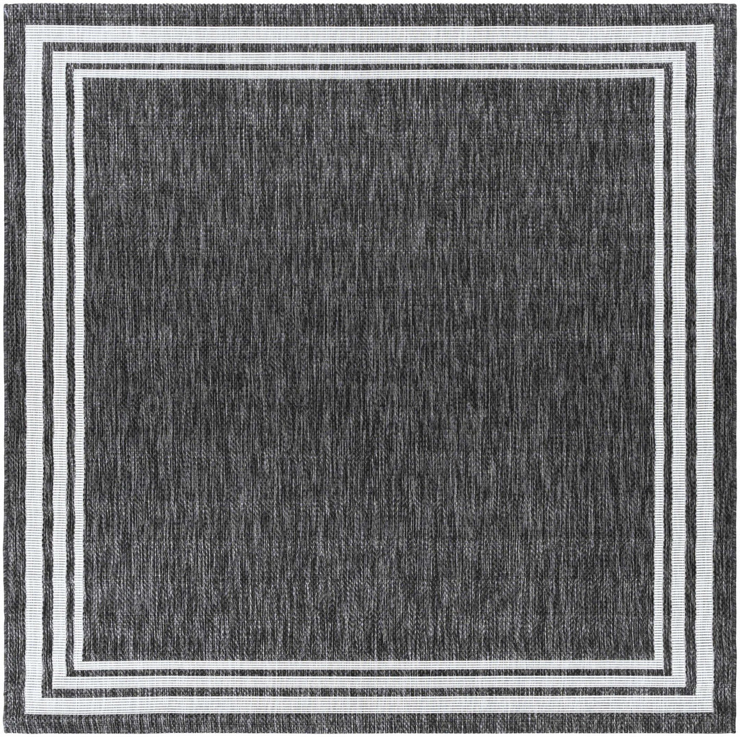 Modern Solid Plain Charcoal and Ivory Stripes Design Outdoor Safe Area Rug - The Rug Decor