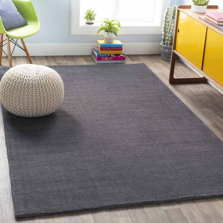 Modern Solid Plain Charcoal Hand loomed Multi Size wool Area Rug - The Rug Decor