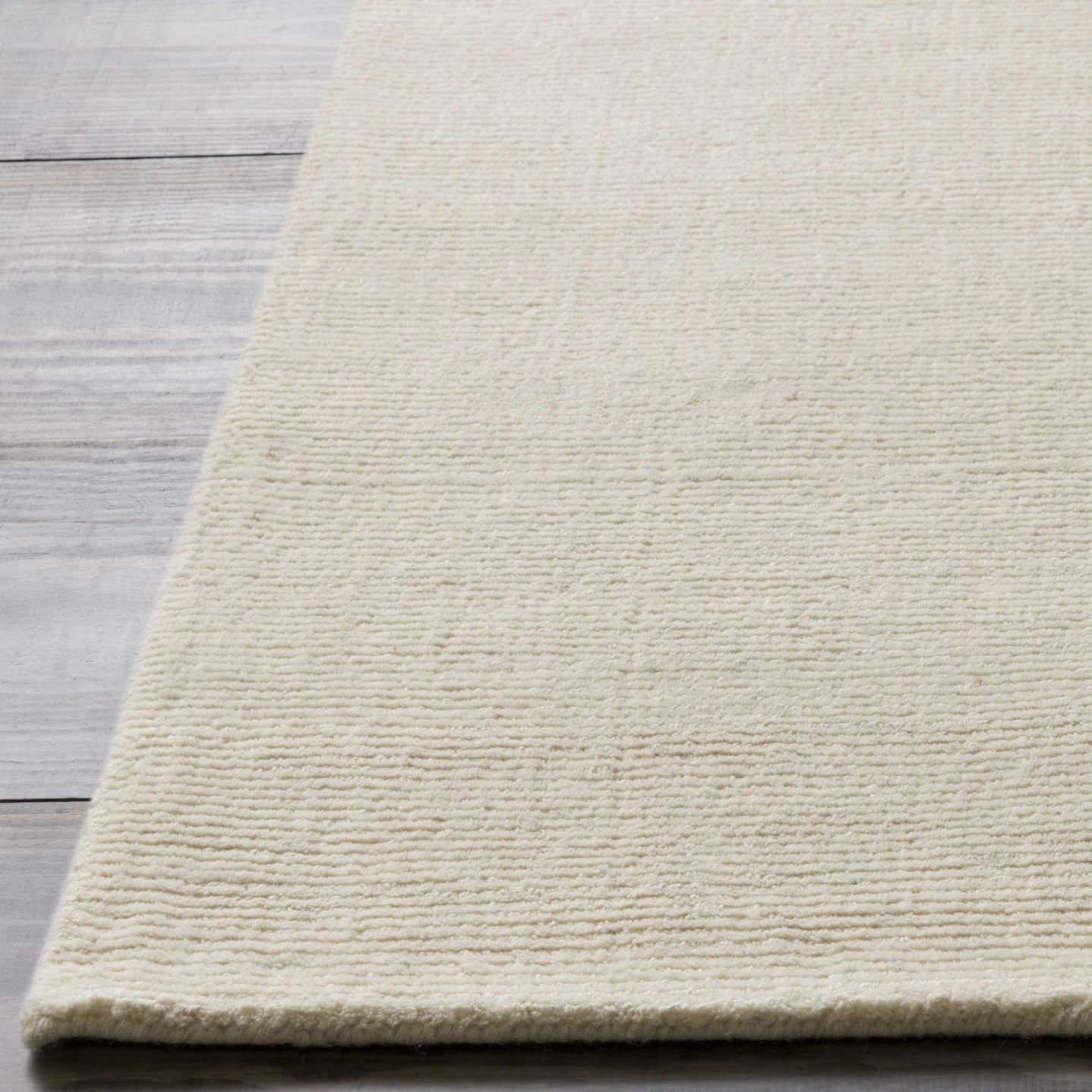 Modern Solid Plain Ivory Hand loomed Multi size Wool Area Rug - The Rug Decor