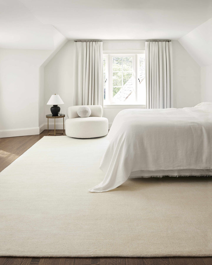Modern Solid Plain Ivory Hand loomed Multi size Wool Area Rug - The Rug Decor