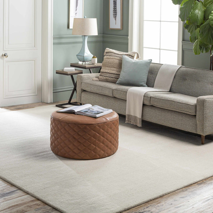 Modern Solid Plain Ivory Hand loomed Multi size Wool Area Rug - The Rug Decor