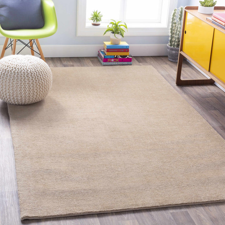 Modern Solid Plain Taupe Hand loomed Multi Size wool Rug - The Rug Decor