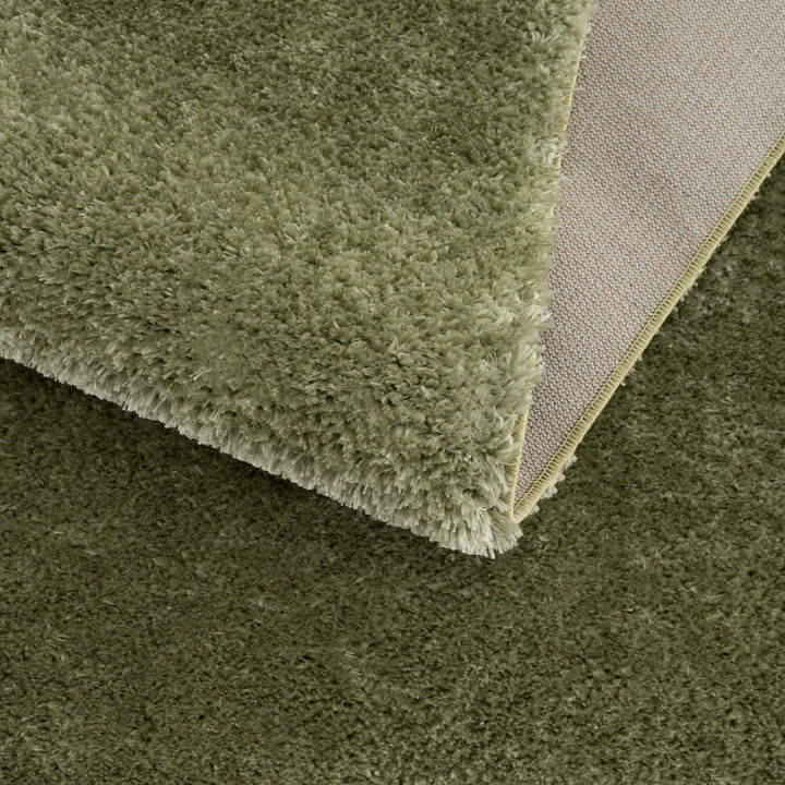 Modern Solid plush High pile Light olive green area rug - The Rug Decor
