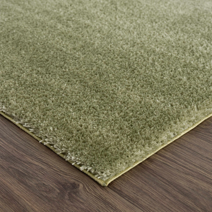 Modern Solid plush High pile Light olive green area rug - The Rug Decor