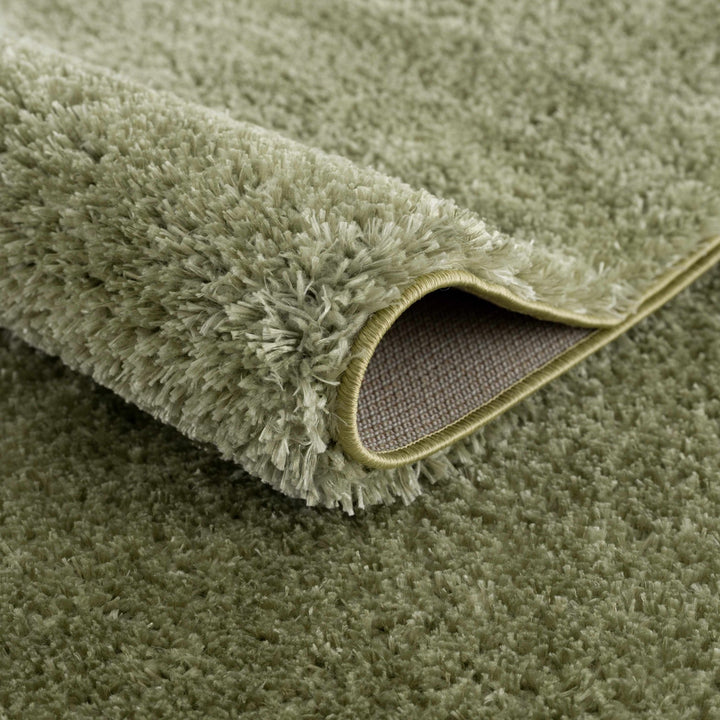Modern Solid plush High pile Light olive green area rug - The Rug Decor