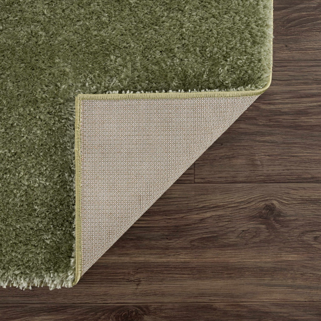 Modern Solid plush High pile Light olive green area rug - The Rug Decor