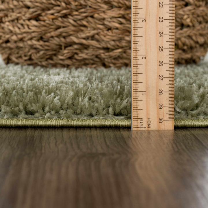 Modern Solid plush High pile Light olive green area rug - The Rug Decor
