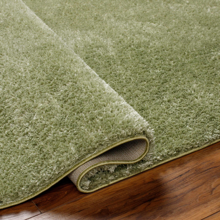 Modern Solid plush High pile Light olive green area rug - The Rug Decor