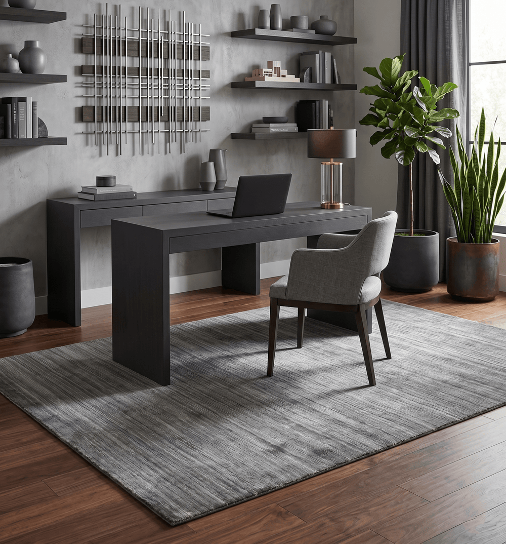 Modern Solid Silver and Charcoal Shaded 5x7 Blended Wool Area Rug - The Rug Decor