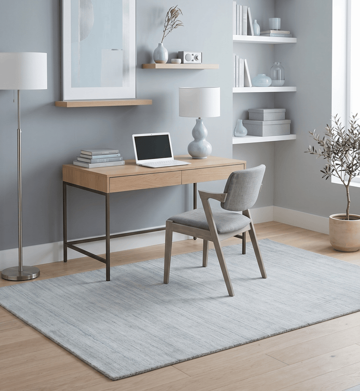 Modern Solid Silver and White 5x7 Blended Wool Hand woven Area Rug - The Rug Decor