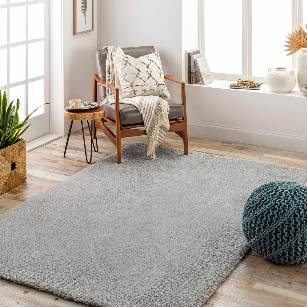 Modern Solid Silver Plush Pile Area Rug - The Rug Decor