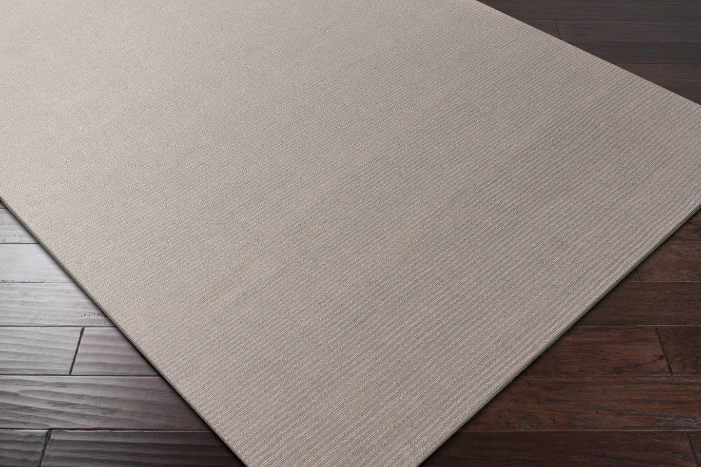 Modern Solid Taupe Stripes Texture Hand - loom Multi Size Wool Area Rug - The Rug Decor