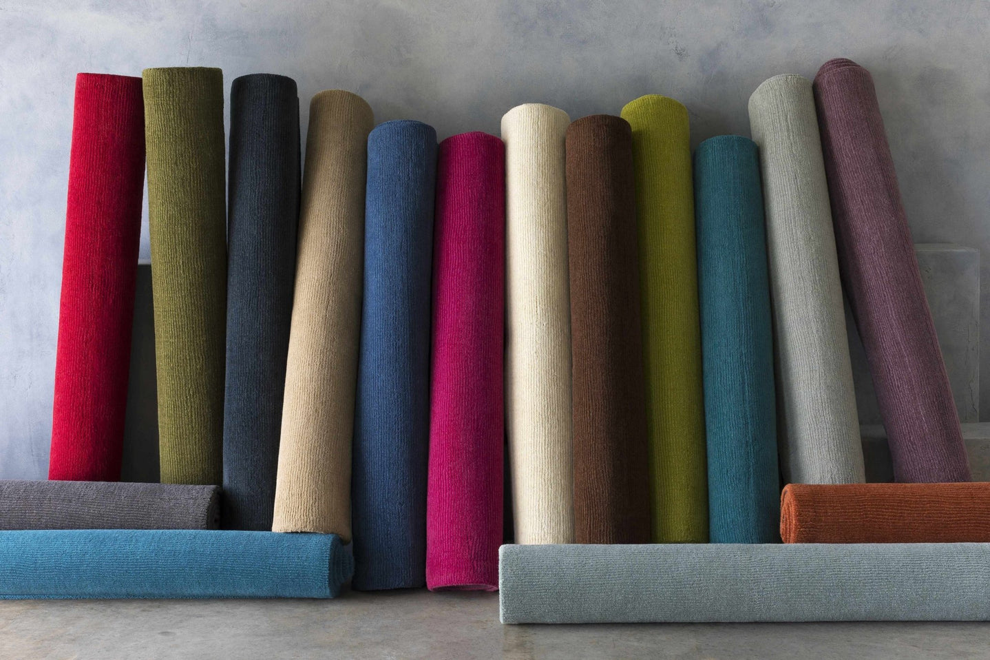 Modern Solid Taupe Stripes Texture Hand - loom Multi Size Wool Area Rug - The Rug Decor