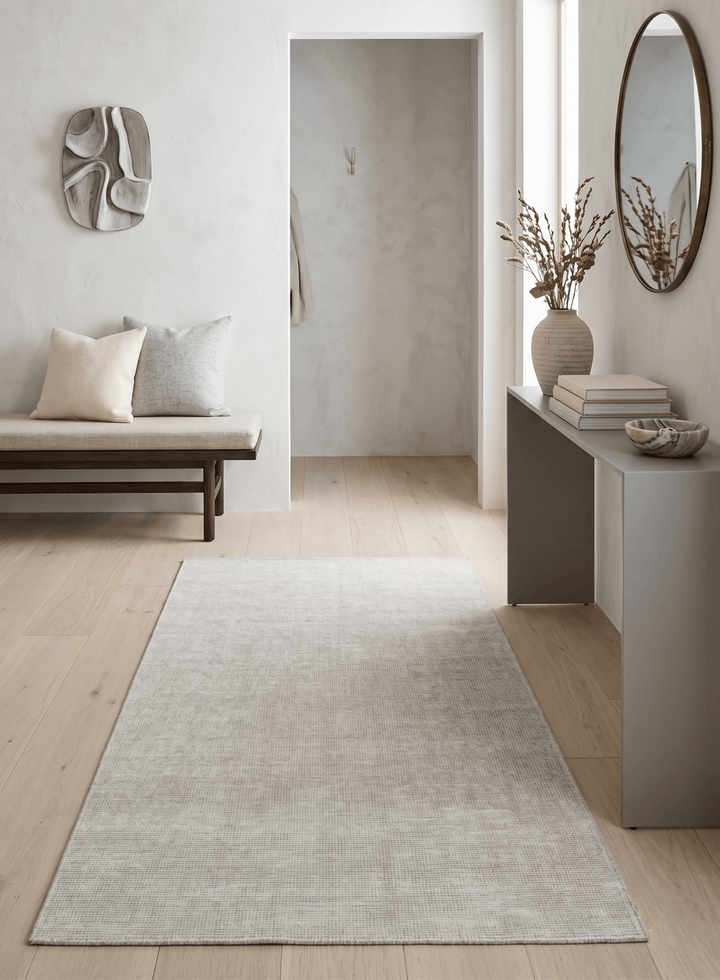 Modern Solid White Hand Made Textured Wool Area Rug - The Rug Decor