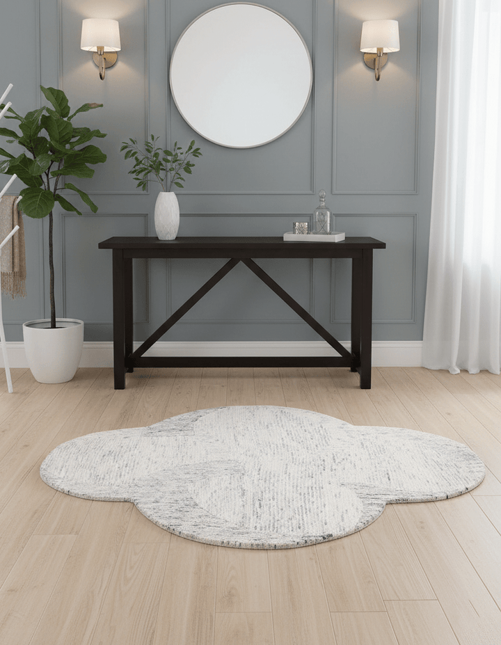 Modern Speckled stripes Ivory Hand Tufted 5x8 Wool Area Rug - The Rug Decor