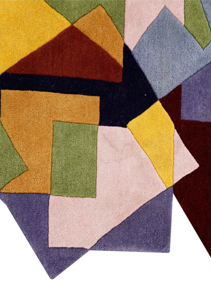 Modern Stacked Blocks Multicolor Hand Tufted 4x6 Wool Area Rug - The Rug Decor