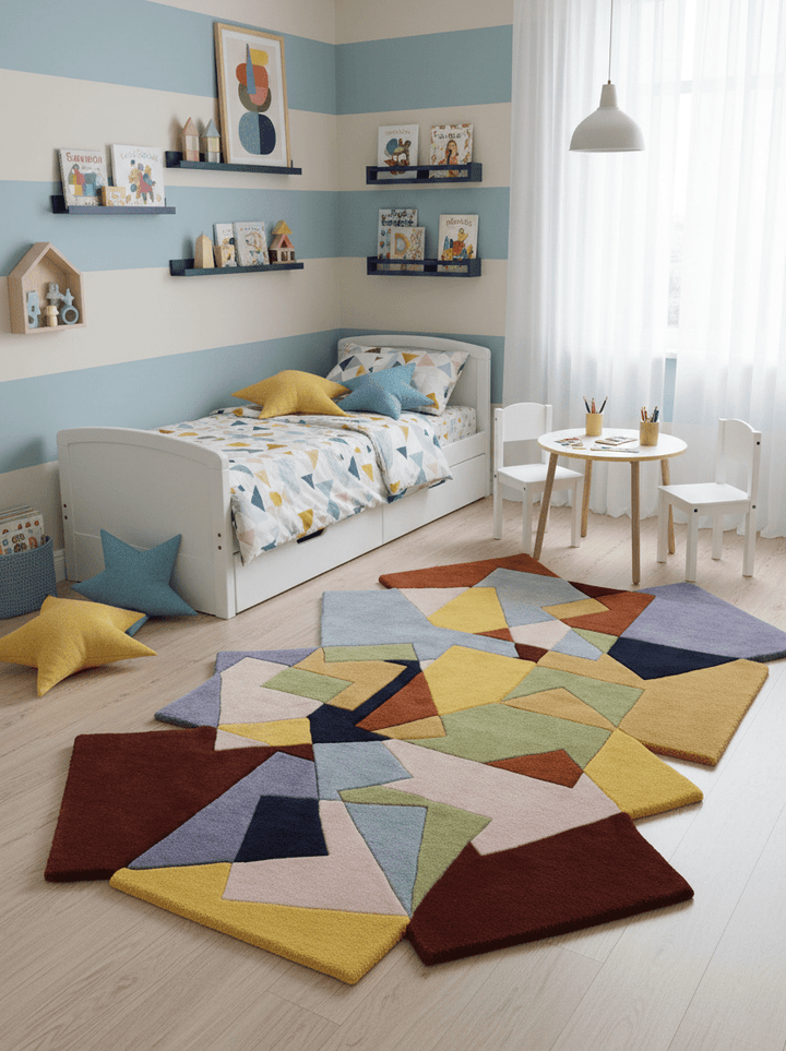 Modern Stacked Blocks Multicolor Hand Tufted 4x6 Wool Area Rug - The Rug Decor