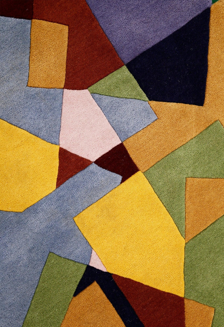 Modern Stacked Blocks Multicolor Hand Tufted 4x6 Wool Area Rug - The Rug Decor