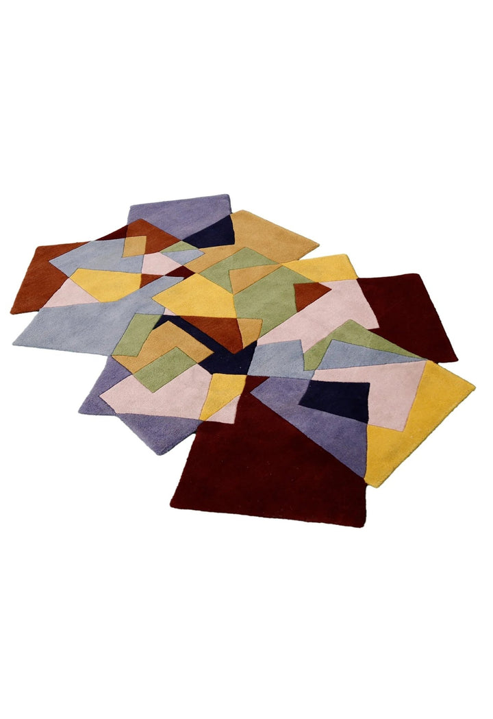 Modern Stacked Blocks Multicolor Hand Tufted 4x6 Wool Area Rug - The Rug Decor