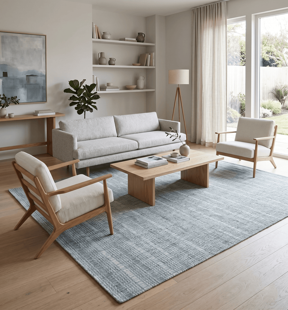 Modern Striped 8x10 Hand Made Ivory and Gray Blended Wool Area Rug - The Rug Decor