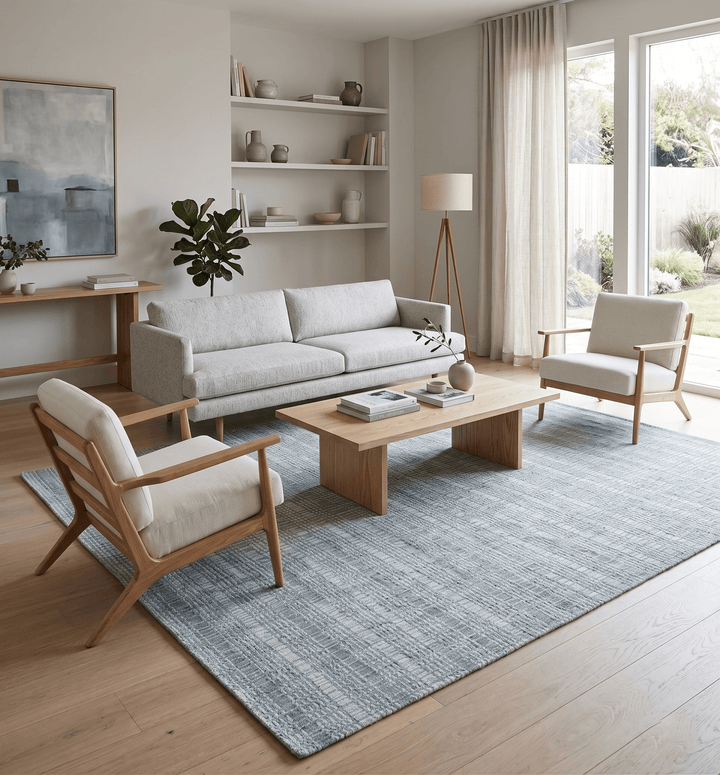 Modern Striped 8x10 Hand Made Ivory and Gray Blended Wool Area Rug - The Rug Decor