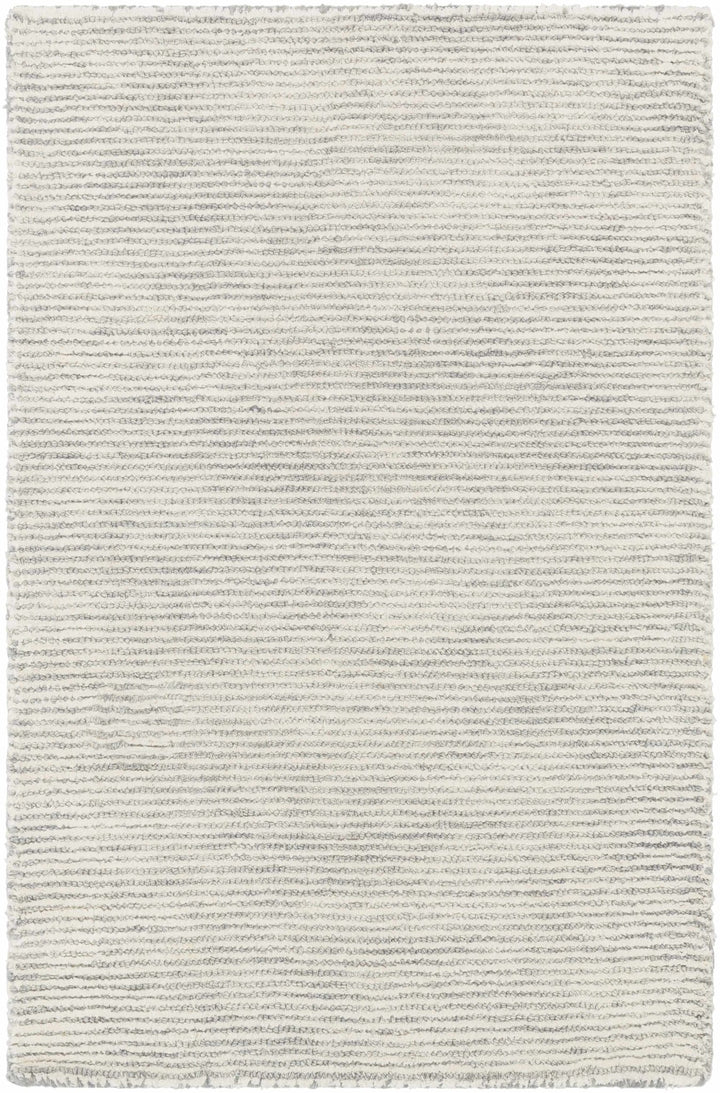 Modern Striped Ivory And Gray Hand Tufted Wool Rug - The Rug Decor