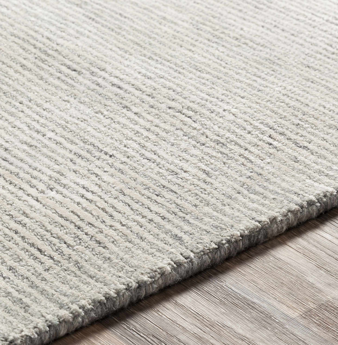 Modern Striped Ivory And Gray Hand Tufted Wool Rug - The Rug Decor