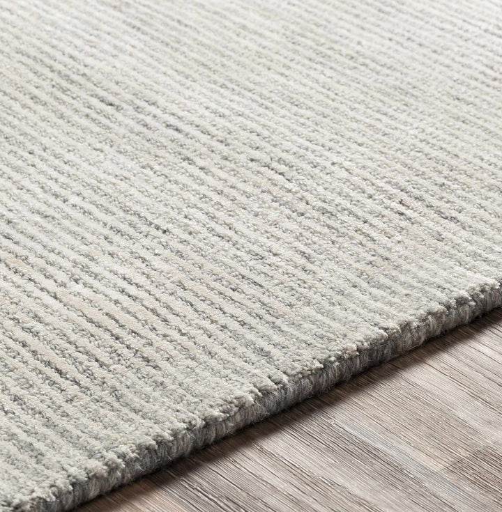 Modern Striped Ivory And Gray Hand Tufted Wool Rug - The Rug Decor