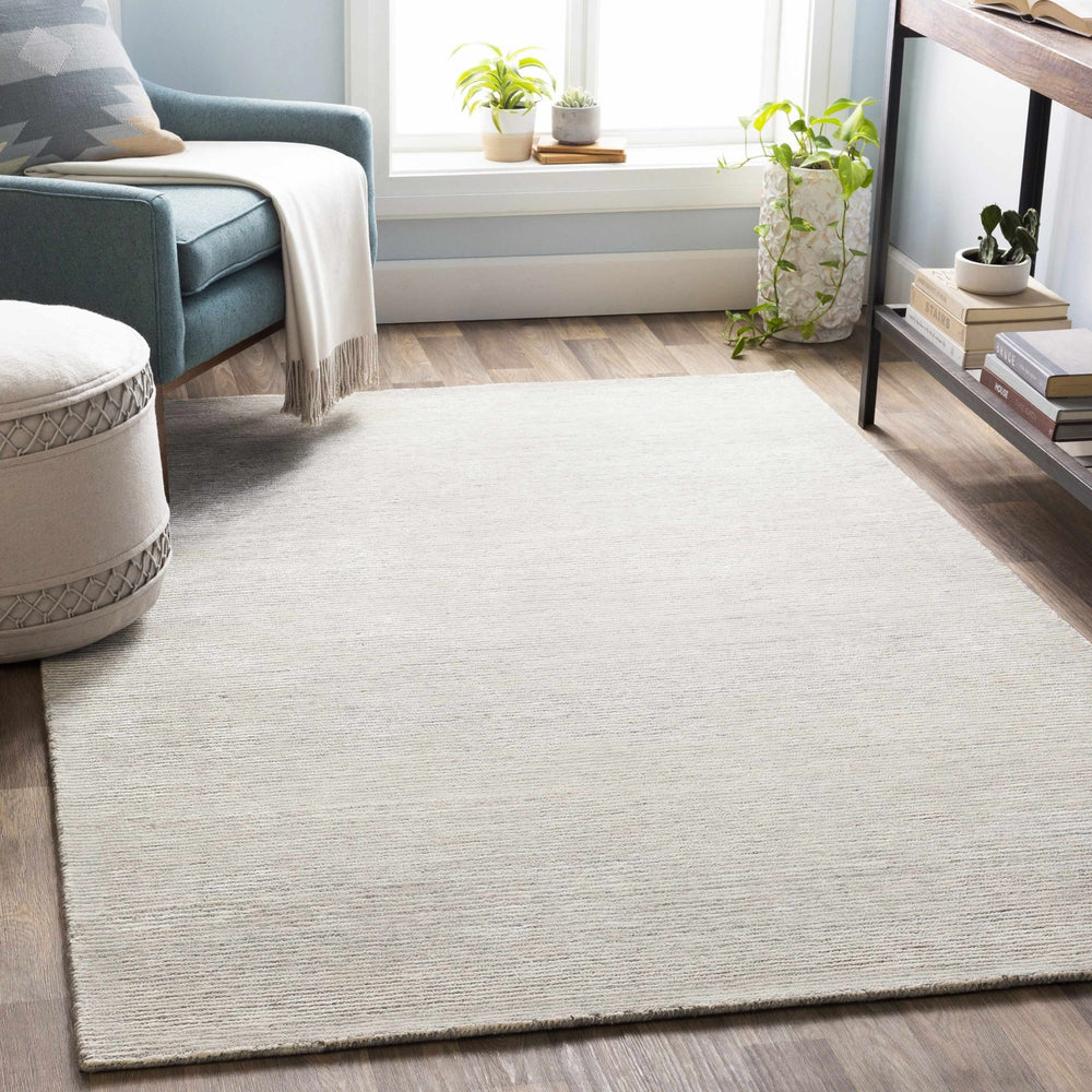 Modern Striped Ivory And Gray Hand Tufted Wool Rug - The Rug Decor