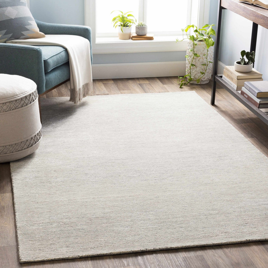 Modern Striped Ivory And Gray Hand Tufted Wool Rug - The Rug Decor