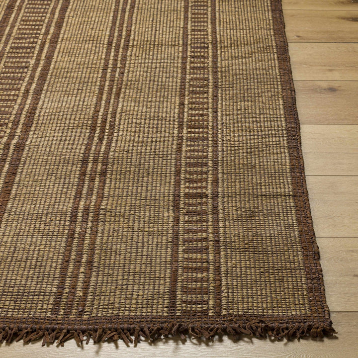 Modern Striped Pattern Brown Hand Woven Jute Rug - The Rug Decor