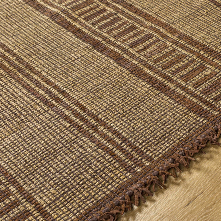 Modern Striped Pattern Brown Hand Woven Jute Rug - The Rug Decor